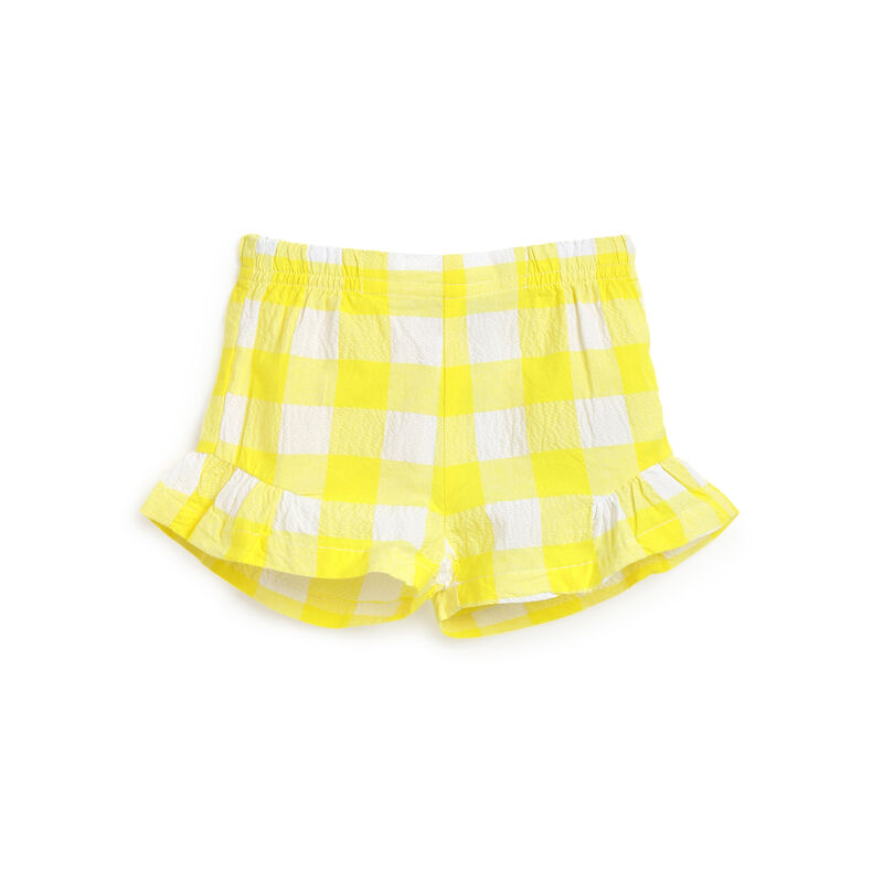 Girls White and Yellow Checkered Shorts image number null